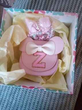 stradivarius Pink Kids Crossbody Bag with White Bow and Gold Z